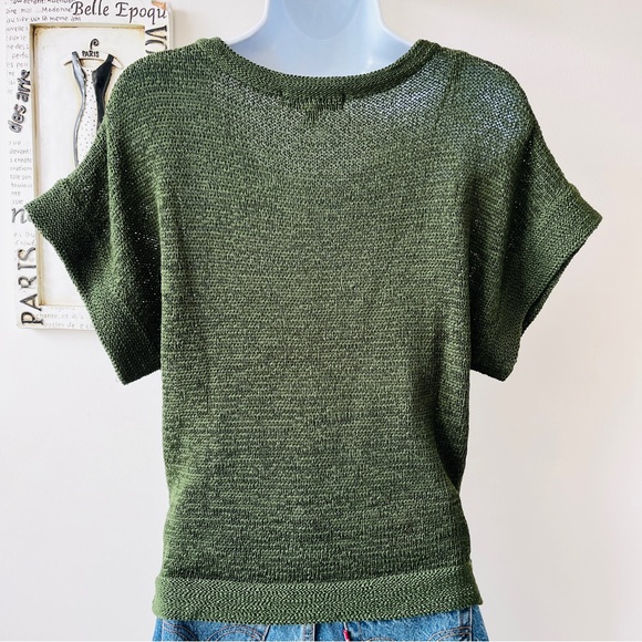 NWT WD•NY Green Short Sleeve Knit Pullover Sweater Size M - Picture 3 of 7